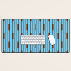  Sky Blue and Chestnut Brown Geometric Minimalist Geo Chain Vertical Stripe Pattern Desk Mat Gallery Image 1