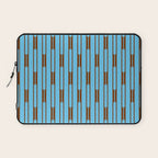  Sky Blue and Chestnut Brown Geometric Minimalist Geo Chain Vertical Stripe Pattern Laptop Sleeve Gallery Image 1