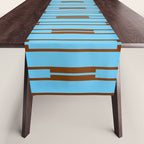  Sky Blue and Chestnut Brown Geometric Minimalist Geo Chain Vertical Stripe Pattern Table Runner Gallery Image 1