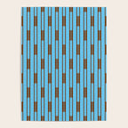  Sky Blue and Chestnut Brown Geometric Minimalist Geo Chain Vertical Stripe Pattern Poster Gallery Image 4