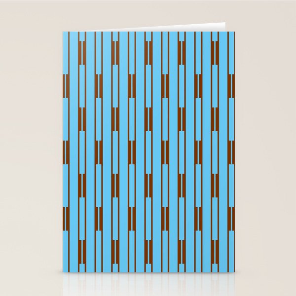  Sky Blue and Chestnut Brown Geometric Minimalist Geo Chain Vertical Stripe Pattern Stationery Card Gallery Image 1