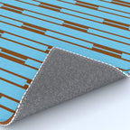  Sky Blue and Chestnut Brown Geometric Minimalist Geo Chain Vertical Stripe Pattern Rug Gallery Image 4
