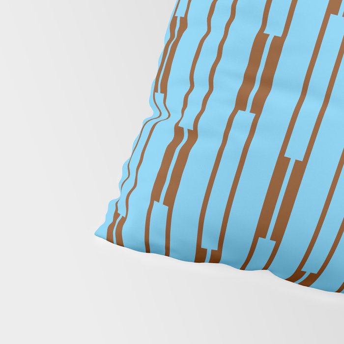  Sky Blue and Chestnut Brown Geometric Minimalist Geo Chain Vertical Stripe Pattern Pillow Sham Gallery Image 4