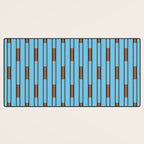  Sky Blue and Chestnut Brown Geometric Minimalist Geo Chain Vertical Stripe Pattern Desk Mat Gallery Image 3