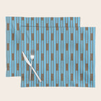  Sky Blue and Chestnut Brown Geometric Minimalist Geo Chain Vertical Stripe Pattern Placemat Gallery Image 1