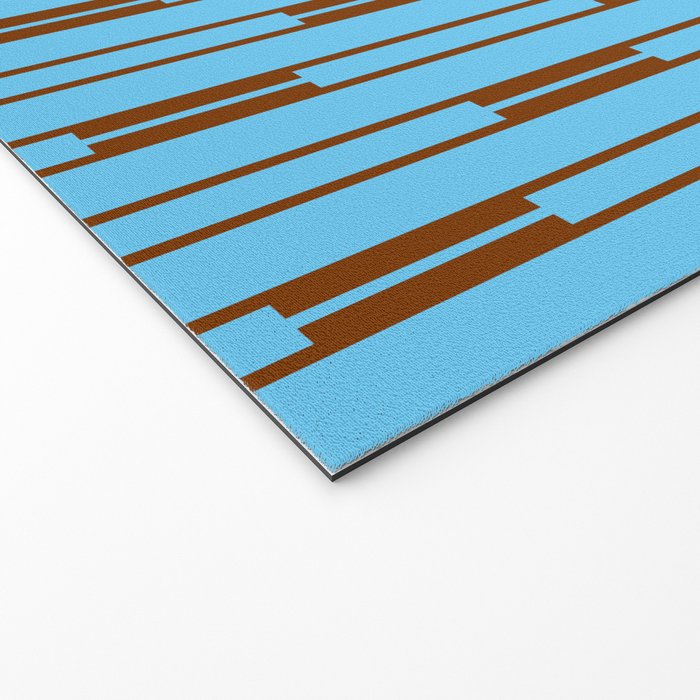  Sky Blue and Chestnut Brown Geometric Minimalist Geo Chain Vertical Stripe Pattern Welcome Mat Gallery Image 2