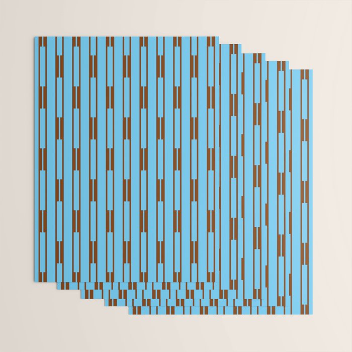  Sky Blue and Chestnut Brown Geometric Minimalist Geo Chain Vertical Stripe Pattern Wrapping Paper Gallery Image 3