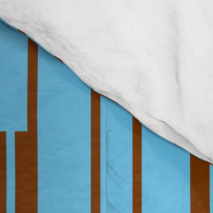  Sky Blue and Chestnut Brown Geometric Minimalist Geo Chain Vertical Stripe Pattern Comforter Gallery Image 4