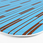  Sky Blue and Chestnut Brown Geometric Minimalist Geo Chain Vertical Stripe Pattern Bath Mat Gallery Image 3
