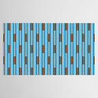 Sky Blue and Chestnut Brown Geometric Minimalist Geo Chain Vertical Stripe Pattern Tablecloth Gallery Image 2
