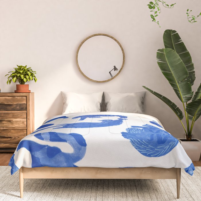 Sleepy Cozy Kitty Cats in Royal Blue & White Comforter Gallery Image 3