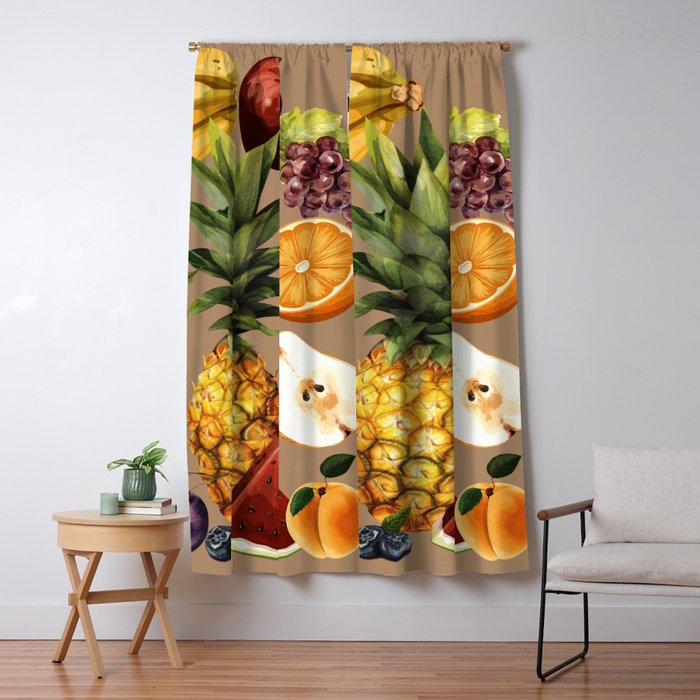 Fruits Botanical Art 2 Window Curtain Gallery Image 1