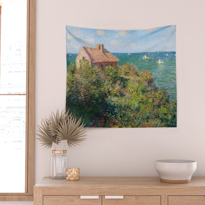 Fisherman's Cottage on the Cliffs at Varengeville Claude Monet Wall Tapestry Gallery Image 2