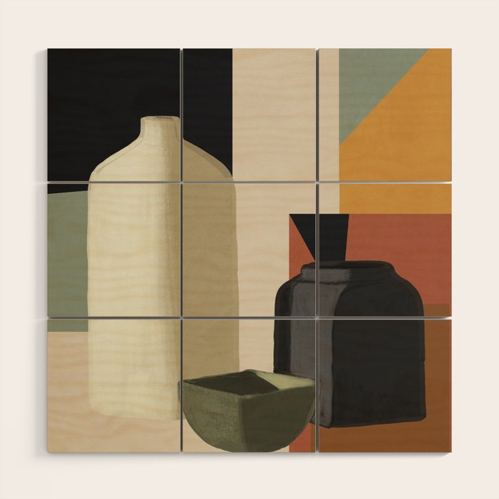 Abstract Art Vases 3 Wood Wall Art Gallery Image 1