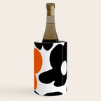 Large Orange and Black Retro Flowers White Background #decor #society6 #buyart Wine Chiller Gallery Image 3