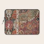 Persian Medallion Rug II // 16th Century Distressed Red Green Blue Flowery Colorful Ornate Pattern Laptop Sleeve Gallery Image 1
