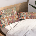 Persian Medallion Rug II // 16th Century Distressed Red Green Blue Flowery Colorful Ornate Pattern Pillow Sham Gallery Image 2