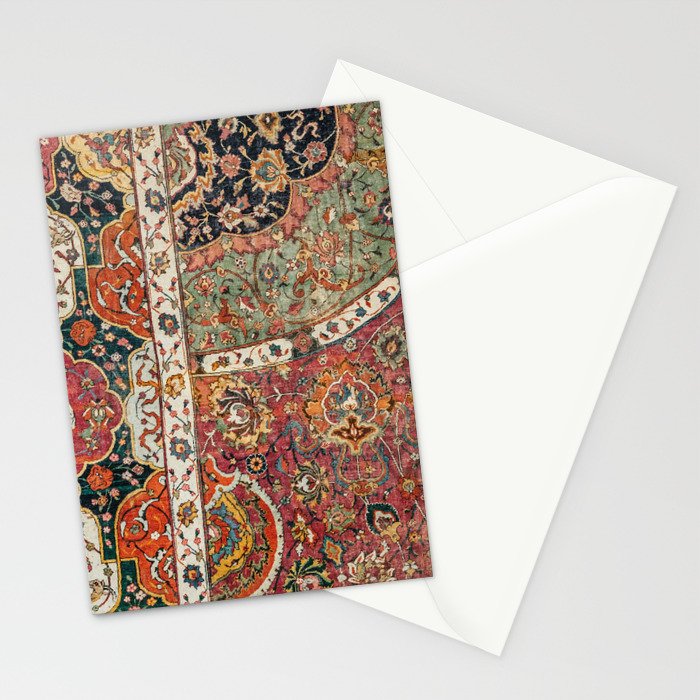 Persian Medallion Rug II // 16th Century Distressed Red Green Blue Flowery Colorful Ornate Pattern Stationery Card Gallery Image 2