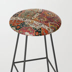 Persian Medallion Rug II // 16th Century Distressed Red Green Blue Flowery Colorful Ornate Pattern Stool Gallery Image 2