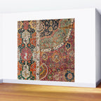 Persian Medallion Rug II // 16th Century Distressed Red Green Blue Flowery Colorful Ornate Pattern Wall Mural Gallery Image 2