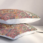 Persian Medallion Rug II // 16th Century Distressed Red Green Blue Flowery Colorful Ornate Pattern Pillow Sham Gallery Image 3