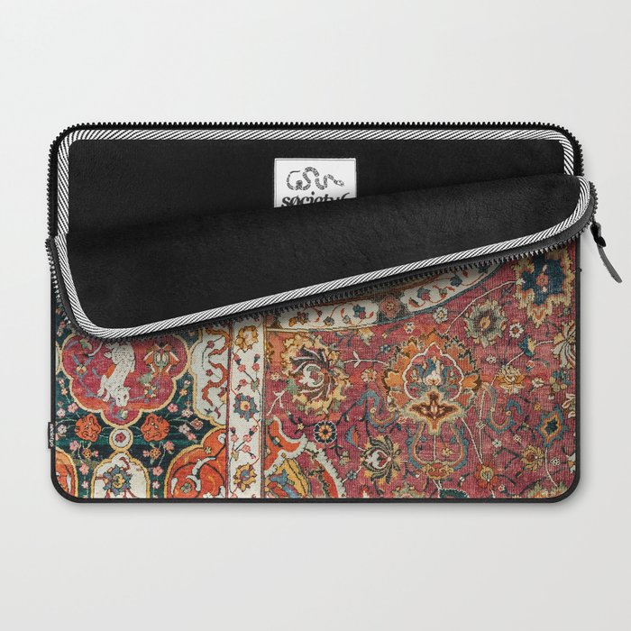 Persian Medallion Rug II // 16th Century Distressed Red Green Blue Flowery Colorful Ornate Pattern Laptop Sleeve Gallery Image 2