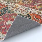 Persian Medallion Rug II // 16th Century Distressed Red Green Blue Flowery Colorful Ornate Pattern Rug Gallery Image 4