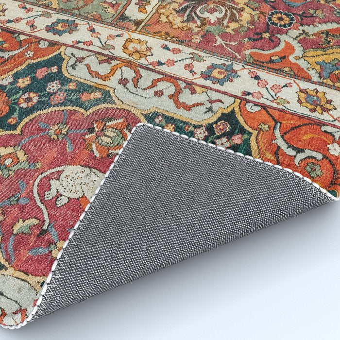 Persian Medallion Rug II // 16th Century Distressed Red Green Blue Flowery Colorful Ornate Pattern Rug Gallery Image 4