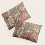 Persian Medallion Rug II // 16th Century Distressed Red Green Blue Flowery Colorful Ornate Pattern Pillow Sham Gallery Image 3