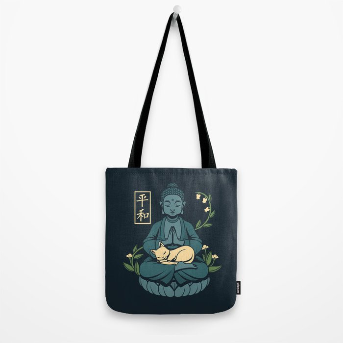 Cat Meditation Buddhism Buddha by Tobe Fonseca Tote Bag Gallery Image 2