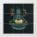 Cat Meditation Buddhism Buddha by Tobe Fonseca Wood Wall Art Gallery Image 1