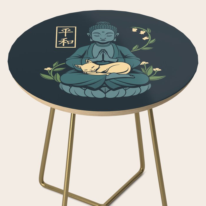 Cat Meditation Buddhism Buddha by Tobe Fonseca Side Table Gallery Image 2