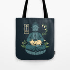 Cat Meditation Buddhism Buddha by Tobe Fonseca Tote Bag Gallery Image 1