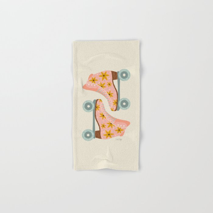 Retro Roller Skates - Blush & Mint Palette Bath Towel Gallery Image 1
