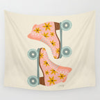 Retro Roller Skates - Blush & Mint Palette Wall Tapestry Gallery Image 4