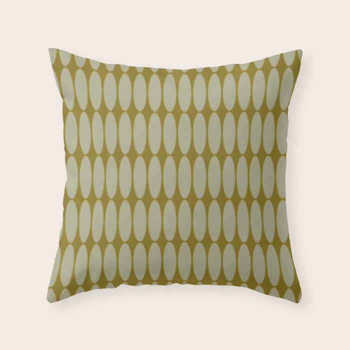 Mid Century Modern Geometric Ovalia Pattern in Vintage Olive Green and Celadon Throw Pillow Gallery Image 6