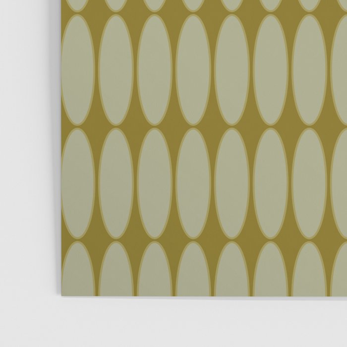 Mid Century Modern Geometric Ovalia Pattern in Vintage Olive Green and Celadon Poster Gallery Image 3