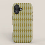 Mid Century Modern Geometric Ovalia Pattern in Vintage Olive Green and Celadon iPhone Case Gallery Image 1