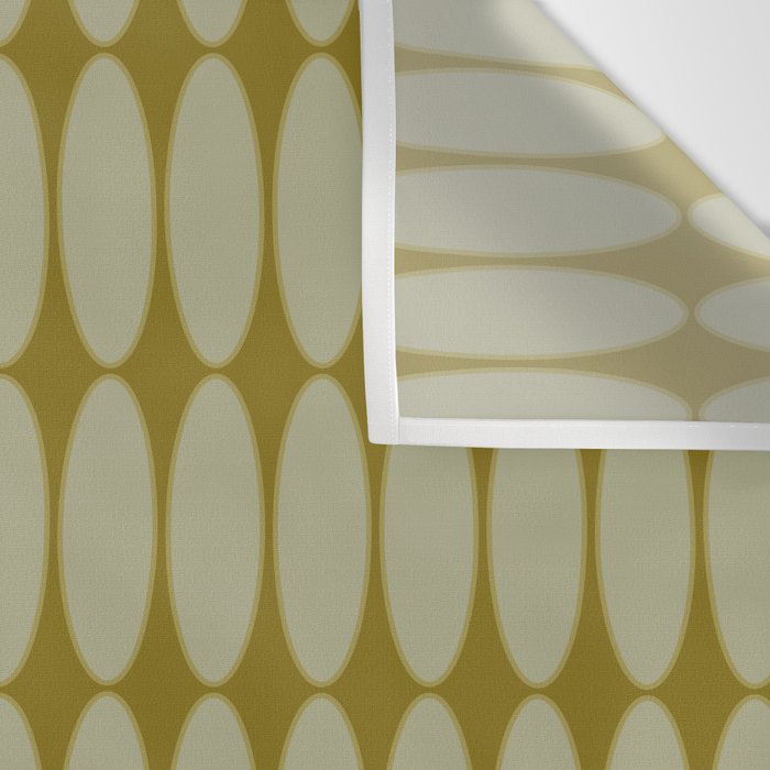 Mid Century Modern Geometric Ovalia Pattern in Vintage Olive Green and Celadon Wall Tapestry Gallery Image 3
