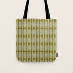 Mid Century Modern Geometric Ovalia Pattern in Vintage Olive Green and Celadon Tote Bag Gallery Image 1