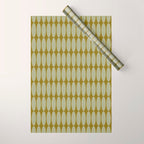 Mid Century Modern Geometric Ovalia Pattern in Vintage Olive Green and Celadon Wrapping Paper Gallery Image 1