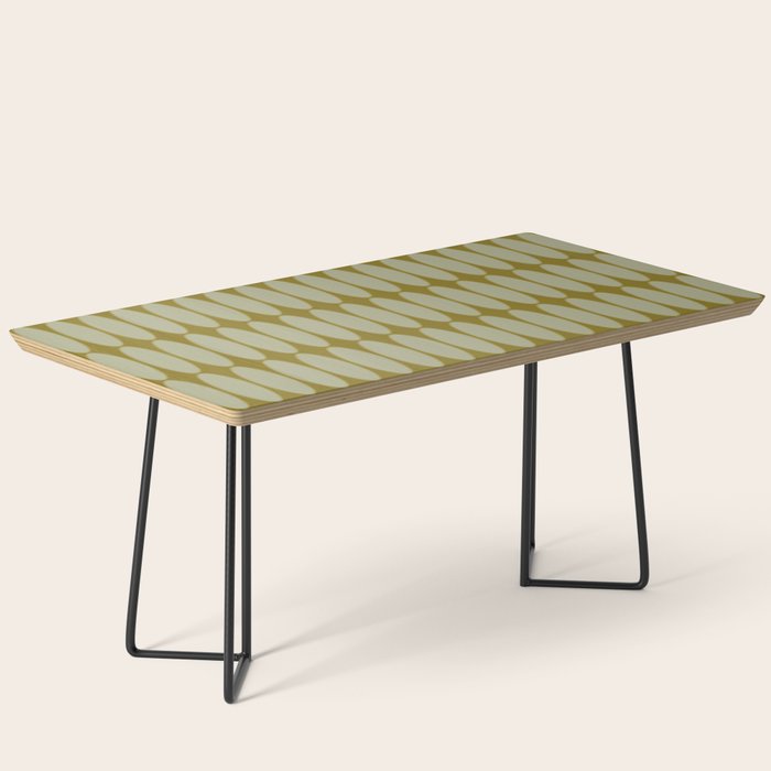 Mid Century Modern Geometric Ovalia Pattern in Vintage Olive Green and Celadon Coffee Table Gallery Image 1