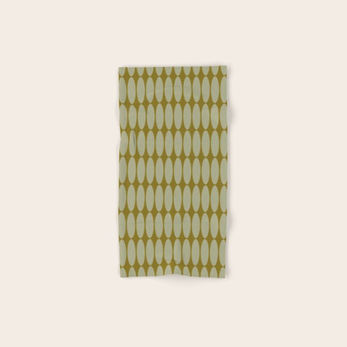 Mid Century Modern Geometric Ovalia Pattern in Vintage Olive Green and Celadon Bath Towel Gallery Image 1