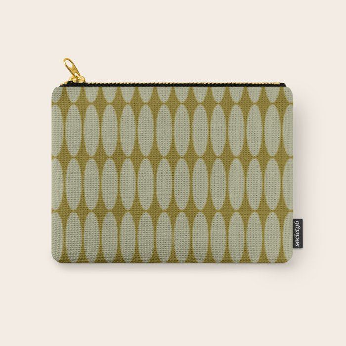Mid Century Modern Geometric Ovalia Pattern in Vintage Olive Green and Celadon Carry All Pouch Gallery Image 1