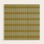 Mid Century Modern Geometric Ovalia Pattern in Vintage Olive Green and Celadon Wood Wall Art Gallery Image 1