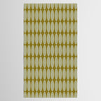 Mid Century Modern Geometric Ovalia Pattern in Vintage Olive Green and Celadon Tablecloth Gallery Image 2