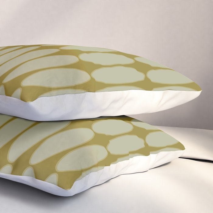 Mid Century Modern Geometric Ovalia Pattern in Vintage Olive Green and Celadon Pillow Sham Gallery Image 3