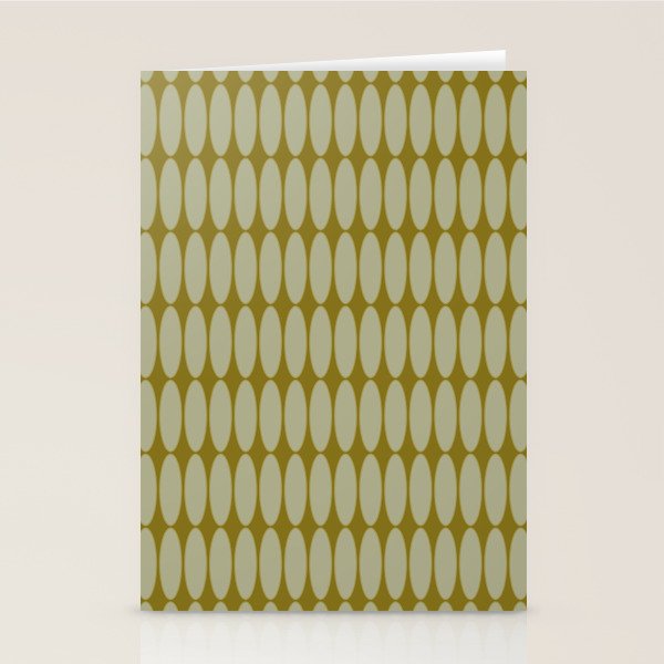 Mid Century Modern Geometric Ovalia Pattern in Vintage Olive Green and Celadon Stationery Card Gallery Image 2