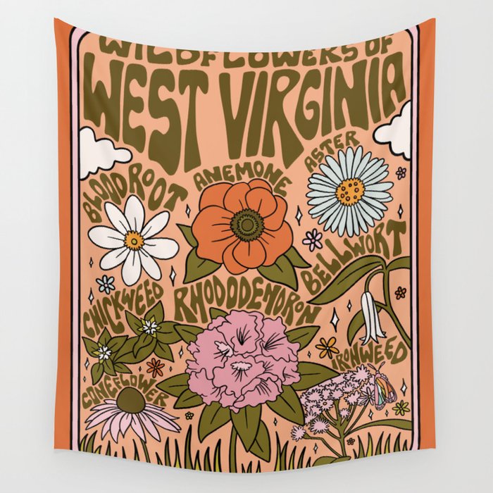 West Virginia Wildflowers Wall Tapestry Gallery Image 4