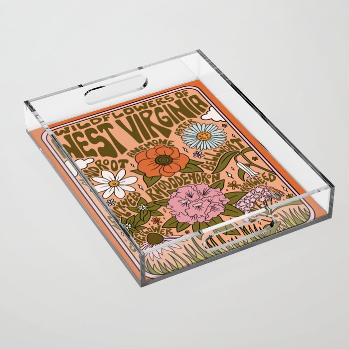 West Virginia Wildflowers Acrylic Tray Gallery Image 1